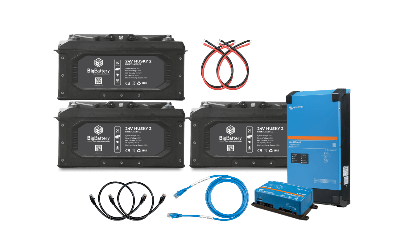 BigBattery 24V 3X HUSKY 2 Inverter Kit + Victron MultiPlus-II 3000W Inverter/Charger