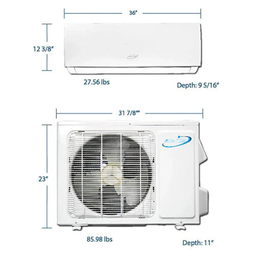 Air-Con Serene Series 18,000 BTU 18 SEER Mini Split Air Conditioner | Includes Lineset &amp; Wiring | Inverter Technology | Wi-Fi Ready