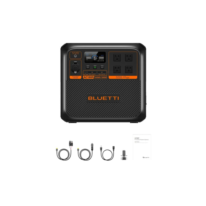 Bluetti ac180p portable power station – 1440wh capacity, 2700w output, 500w solar input