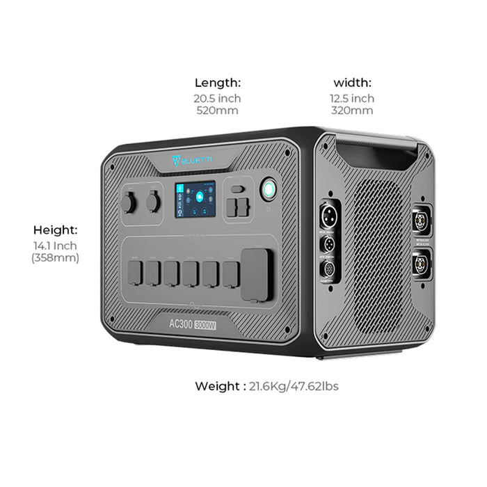 Bluetti AC300 Home Battery Backup Generator | 3072Wh | 6000W | 2400W Solar Input