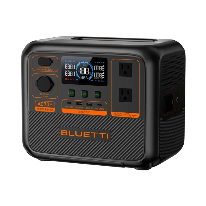 BLUETTI AC70P Portable Power Station | 864Wh | 1000W | 500W Solar Input