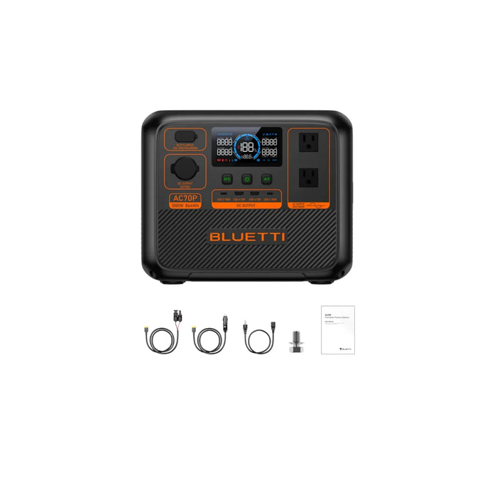 BLUETTI AC70P Portable Power Station | 864Wh | 1000W | 500W Solar Input