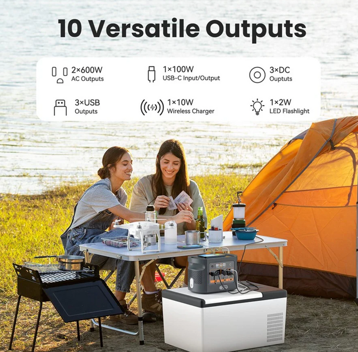 FlashFish QE01D UPS Portable Power Station - 600W 448Wh Sine Wave Inverter