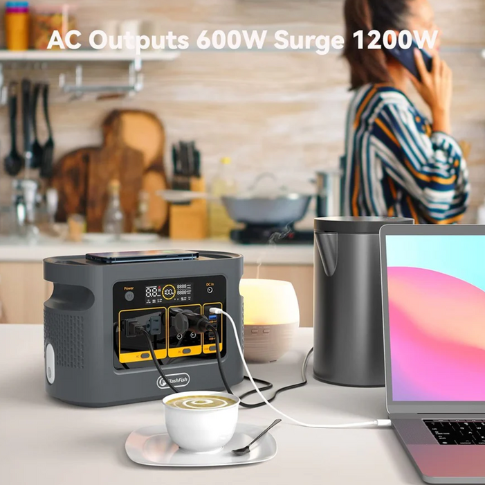 FlashFish QE01D UPS Portable Power Station - 600W 448Wh Sine Wave Inverter