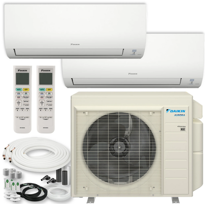 Daikin MXM 24,000 BTU 2 Ton 21 SEER2 (2) Zone Ductless Mini Split Heat Pump and Air Conditioning Inverter System 230V - 9K + 15K