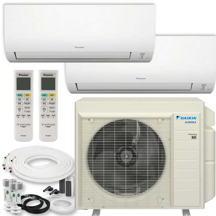 Daikin MXM 22,000 BTU 21 SEER2 (2) Zone Ductless Mini Split Heat Pump and Air Conditioning Inverter System 230V - 7K + 15K
