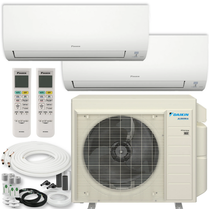 Daikin MXM 14,000 BTU 21 SEER2 (2) Zone Ductless Mini Split Heat Pump and Air Conditioning Inverter System 230V - 7K + 7K
