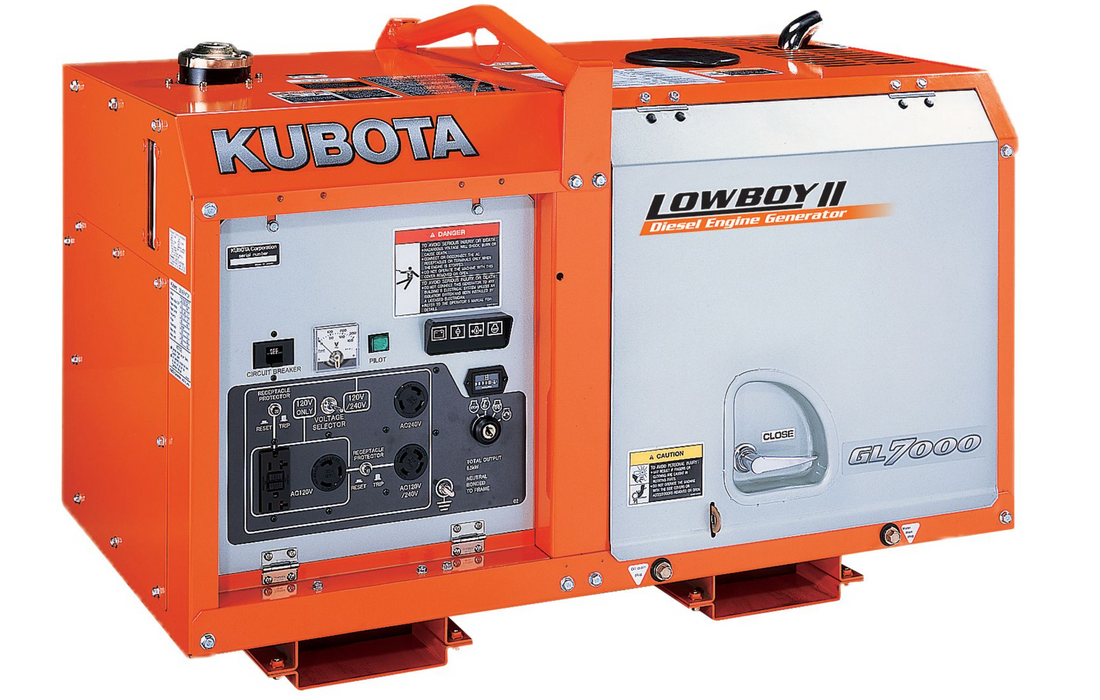 Kubota Lowboy II GL7000 Generator - 7 kW Standby, 6.5 kW Prime, Single-Phase, 120-240 Volt, Liquid-Cooled, Enclosed