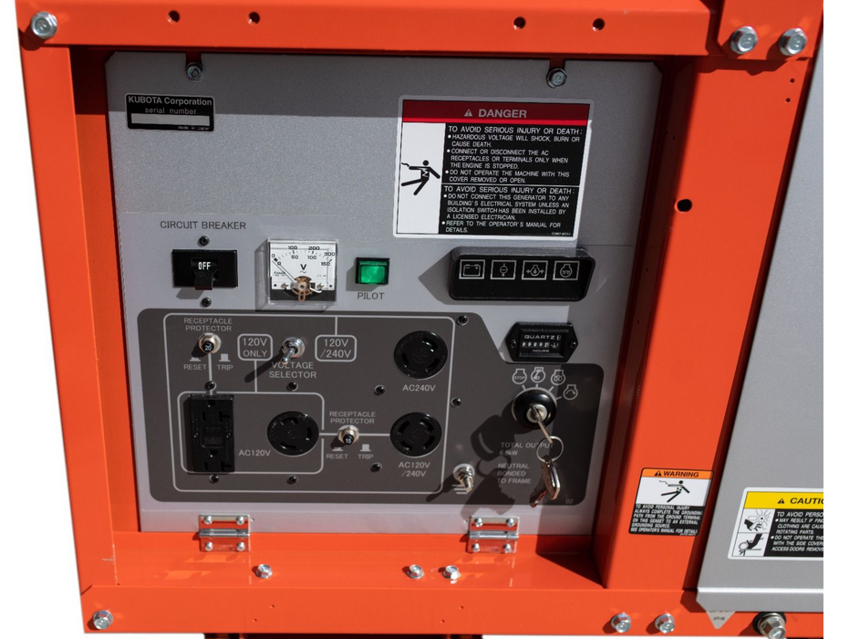 Kubota Lowboy II GL7000 Generator - 7 kW Standby, 6.5 kW Prime, Single-Phase, 120-240 Volt, Liquid-Cooled, Enclosed