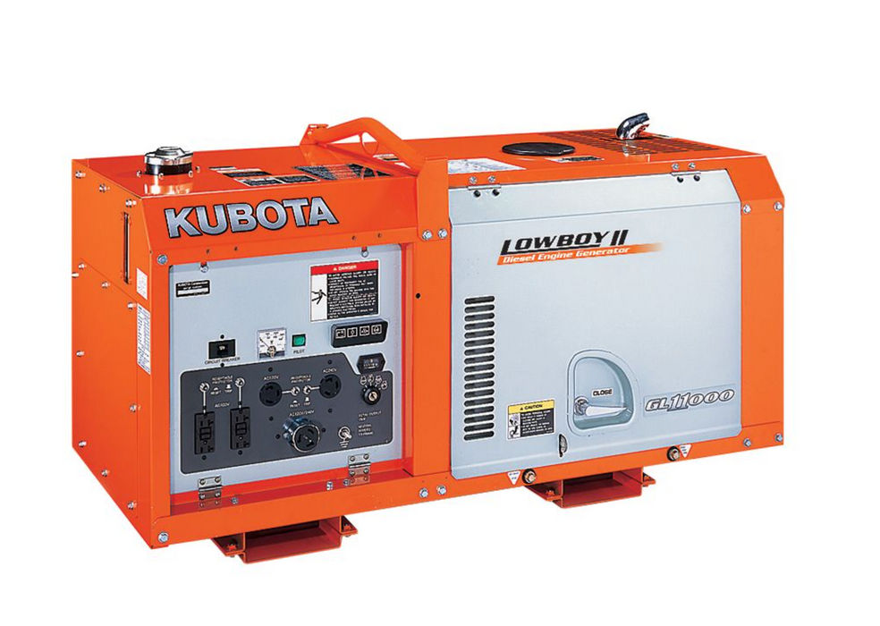 Kubota Lowboy II GL11000 Diesel Generator - 11 kW Standby, 10 kW Prime, Single-Phase, 120-240 Volt, Liquid-Cooled, Enclosed