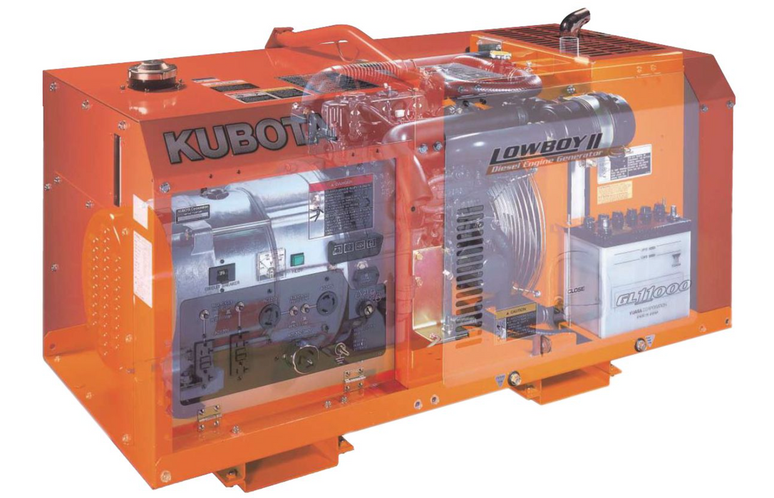 Kubota Lowboy II GL11000 Diesel Generator - 11 kW Standby, 10 kW Prime, Single-Phase, 120-240 Volt, Liquid-Cooled, Enclosed