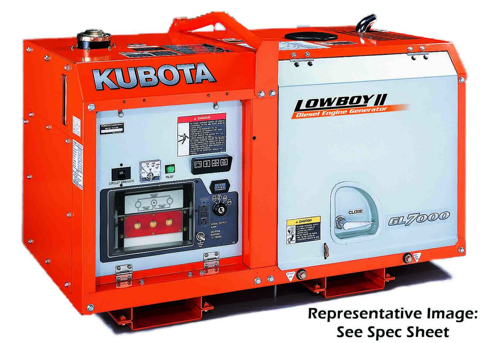 Kubota Lowboy II GL7000TM Diesel Generator - 7 kW Standby, 6.5 kW Prime, Single-Phase, 120-240 Volt, Liquid-Cooled, Enclosed, Terminal Lugs