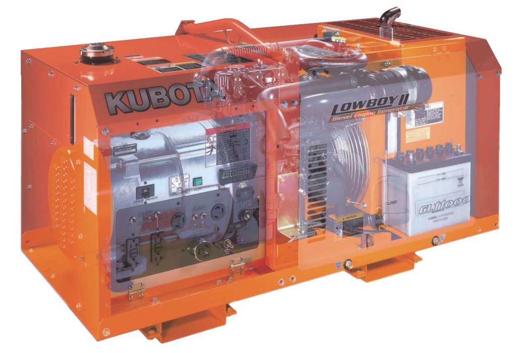 Kubota Lowboy II GL7000TM Diesel Generator - 7 kW Standby, 6.5 kW Prime, Single-Phase, 120-240 Volt, Liquid-Cooled, Enclosed, Terminal Lugs