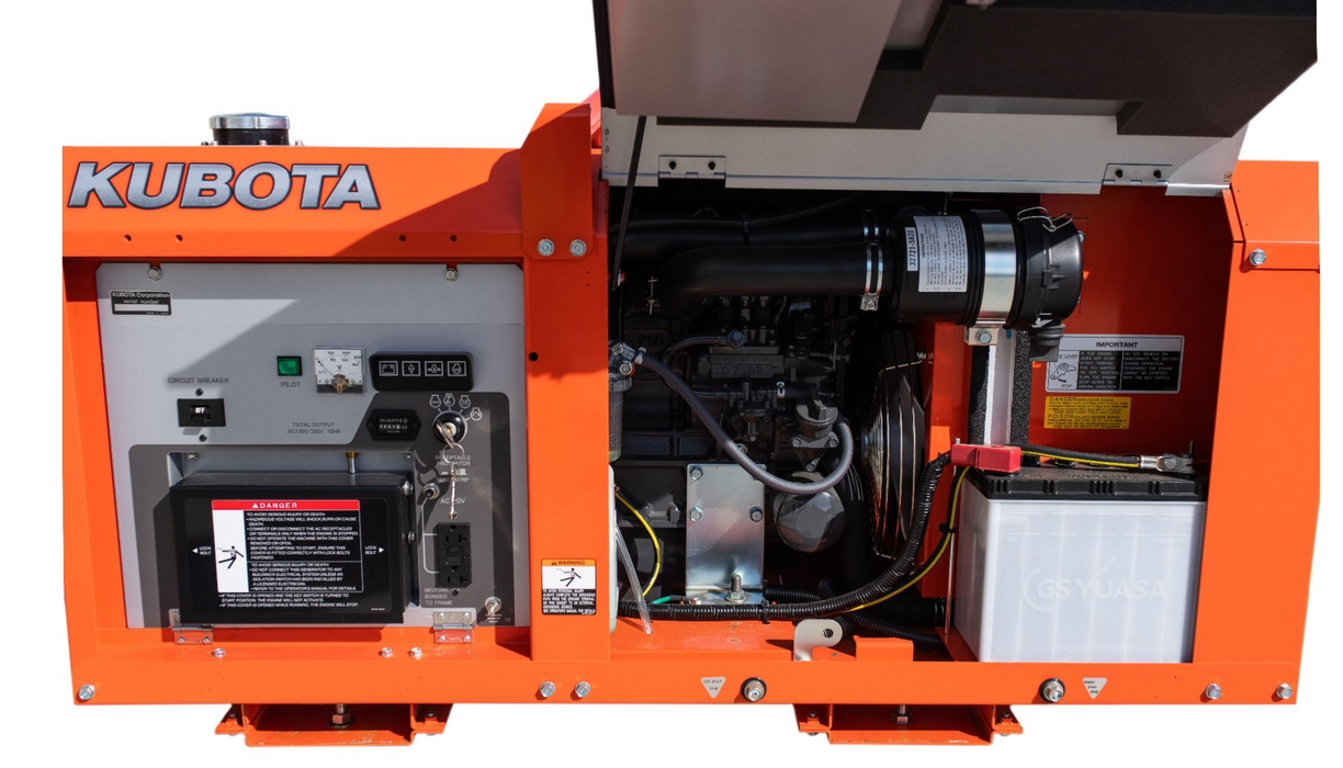 Kubota Lowboy II GL11000TM Diesel Generator - 11 kW Standby, 10 kW Prime, Single-Phase, 120-240 Volt, Liquid-Cooled, Enclosed, Terminal Lugs