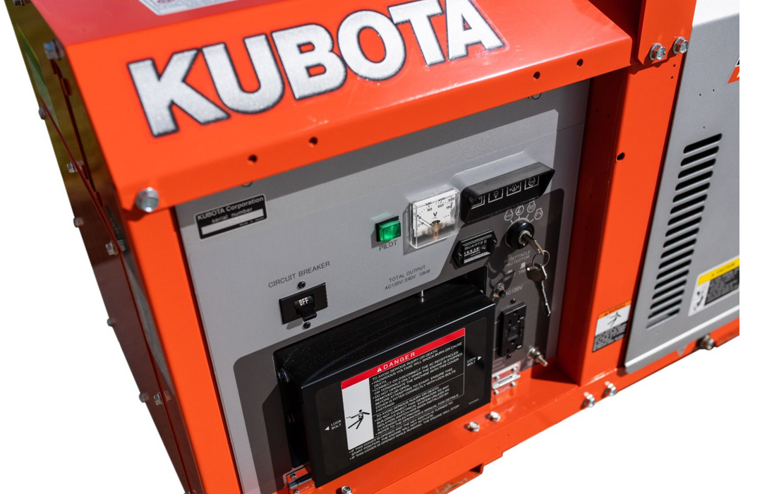 Kubota Lowboy II GL11000TM Diesel Generator - 11 kW Standby, 10 kW Prime, Single-Phase, 120-240 Volt, Liquid-Cooled, Enclosed, Terminal Lugs