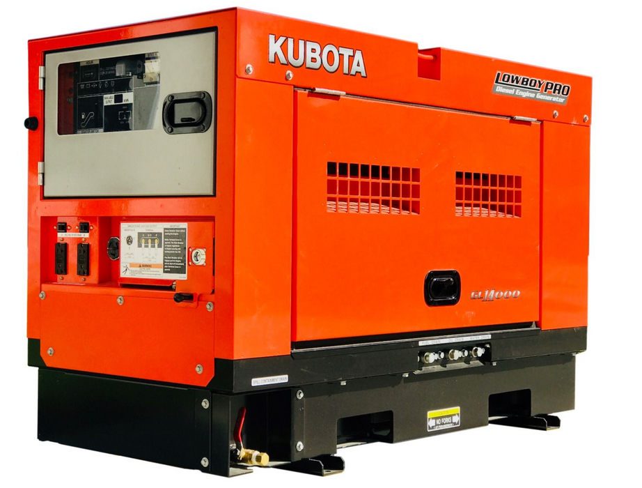 Kubota Lowboy Pro Diesel Generator - 14 kW Standby, 12 kW Prime, Single-Phase, 120-240 Volt, Liquid-Cooled, Enclosed, Receptacles and Terminal Lugs, Single Side Service