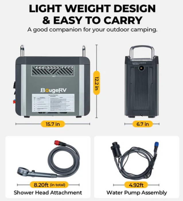 BougeRV Portable Propane Outdoor Camping Water Heater