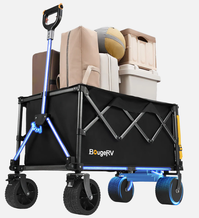 BougeRV Electric Foldable Utility Camping Wagon with Power Bank