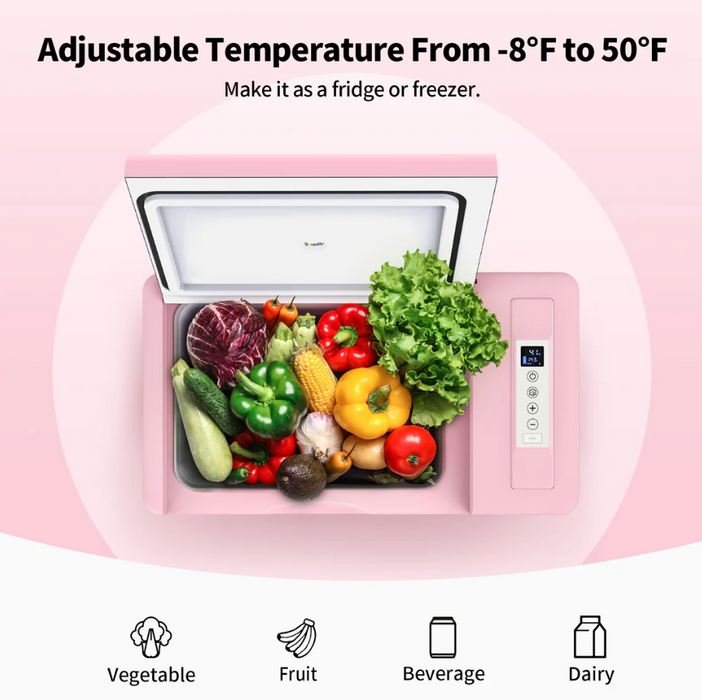 BougeRV 12V 23 Quart Colorful Pink Portable Fridge