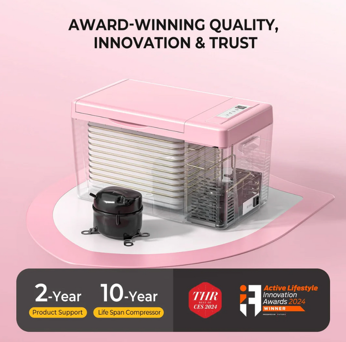 BougeRV 12V 23 Quart Colorful Pink Portable Fridge