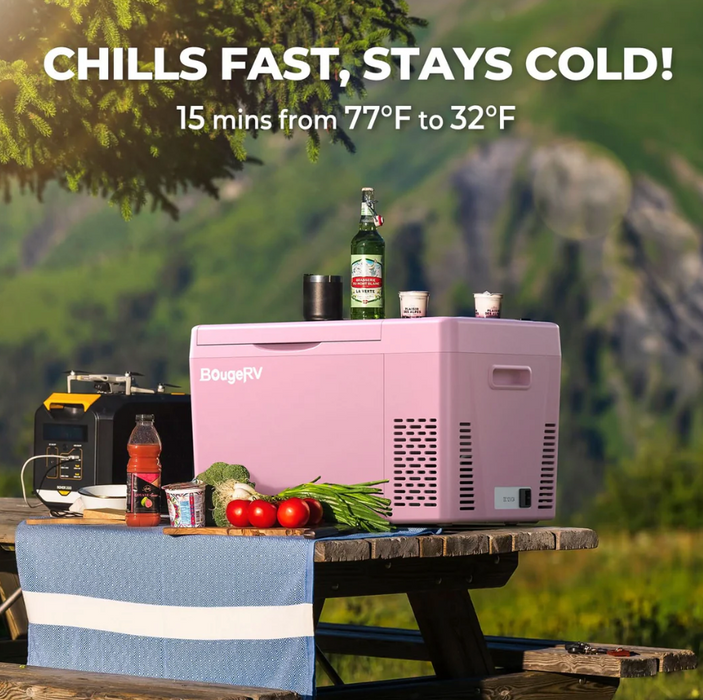 BougeRV 12V 23 Quart Colorful Pink Portable Fridge