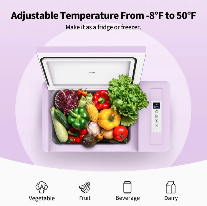 BougeRV 12V 23 Quart Colorful Purple Portable Fridge