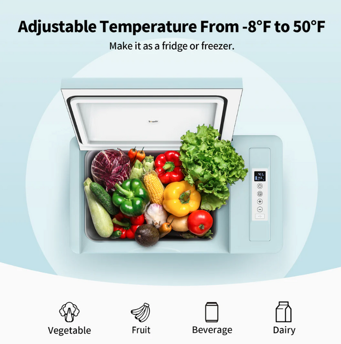 BougeRV 12V 23 Quart Colorful Mint Green Portable Fridge