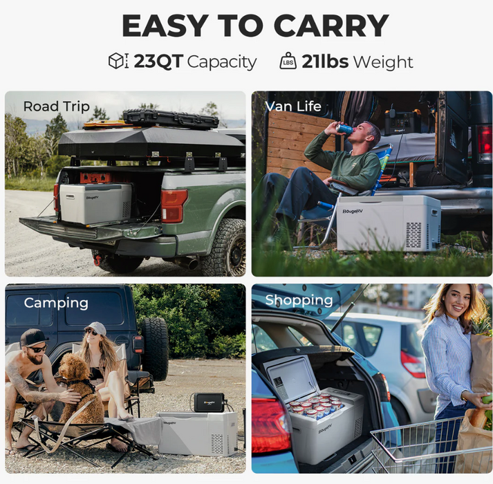 BougeRV 12V 23 Quart White Portable Fridge