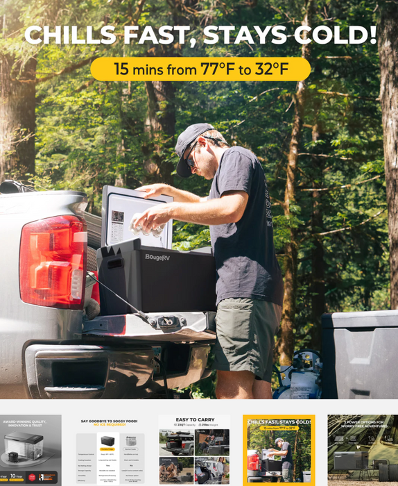 BougeRV 12V 23 Quart Black Portable Fridge