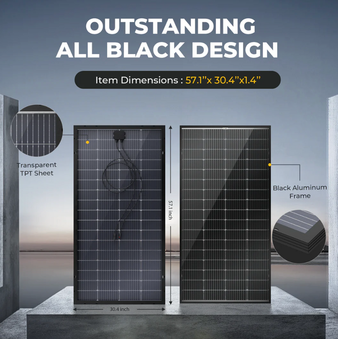 BougeRV 200 Watt Rigid Bifacial 10BB Mono Solar Panel