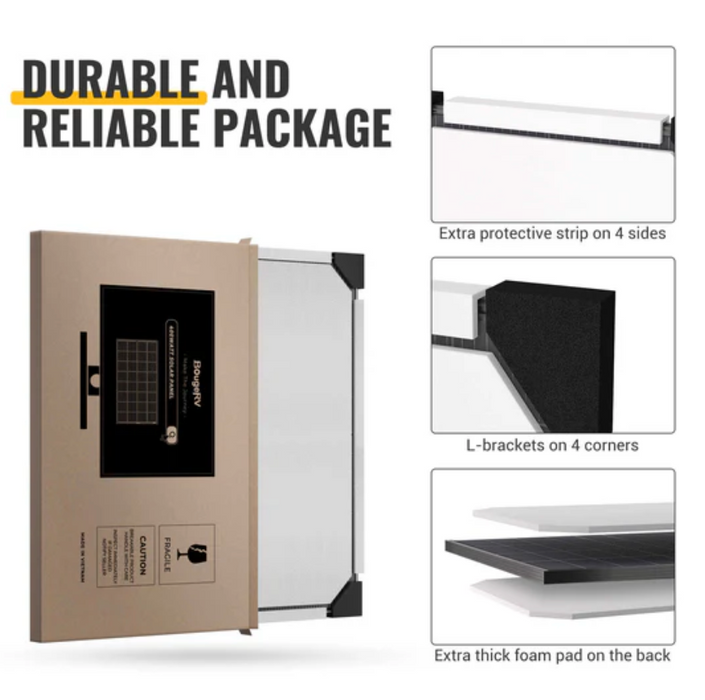 BougeRV 400 Watt 12V/24V Rigid Bifacial 10BB Mono Solar Panel