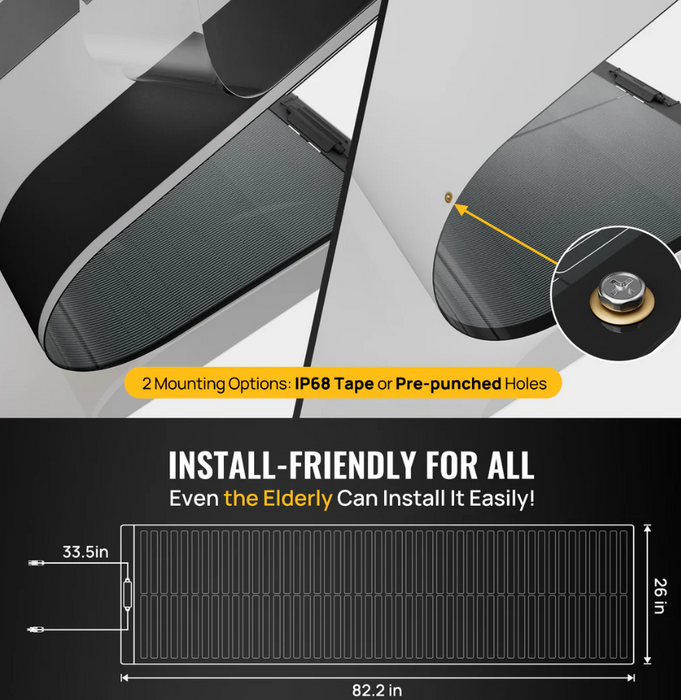 BougeRV Yuma 200W CIGS Thin-film Flexible Solar Panel with Tape