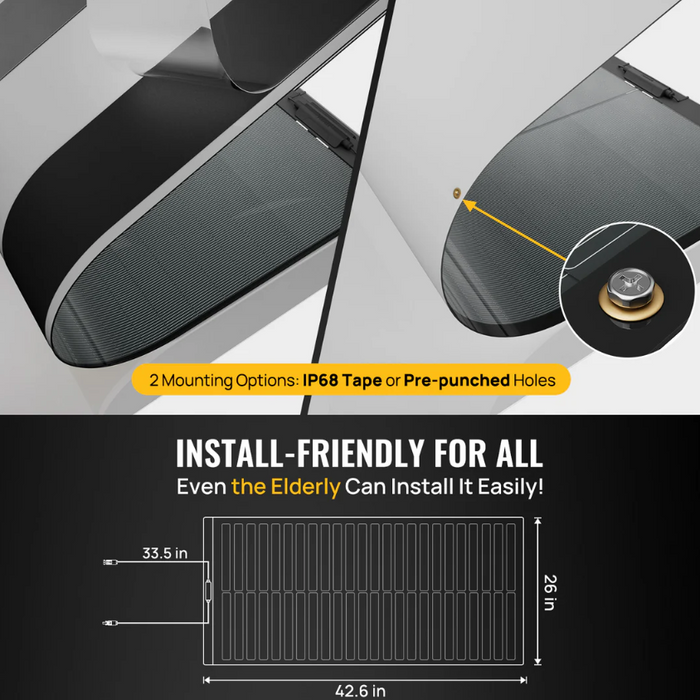 BougeRV Yuma 100W CIGS Thin-film Flexible Solar Panel with Tape (Compact Version)
