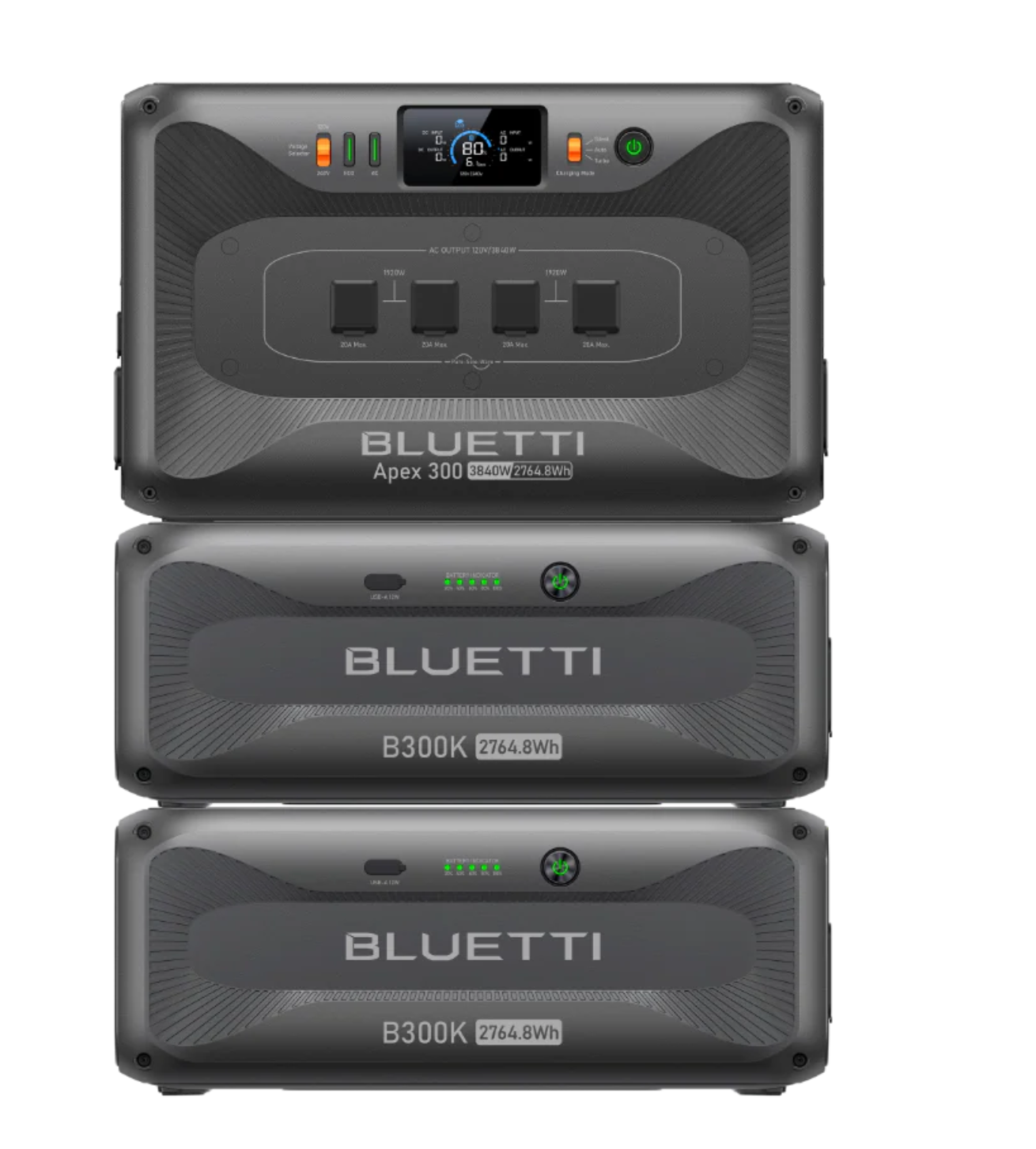 BLUETTI Apex 300 Portable Power Station + 2× B300K Expansion Batteries – 8,294.4Wh Total Capacity