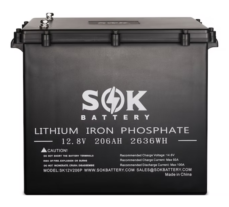 SOK Battery 12V206H Marine Grade 12V 206Ah LiFePO4 Lithium Battery – Sealed Plastic Case