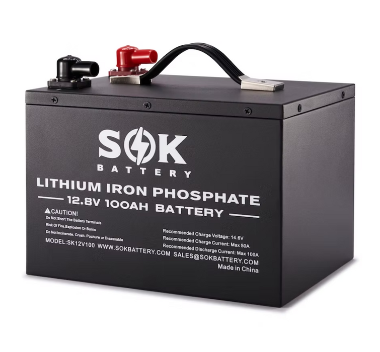 SOK Battery SK12V100H 12V 100Ah LiFePO4 Lithium Battery – Built-In Heater & Bluetooth