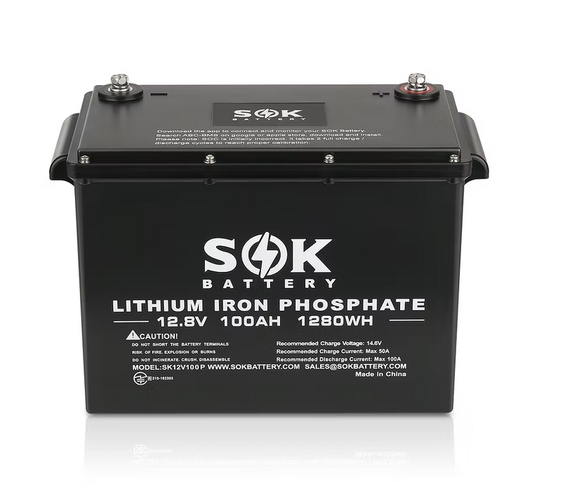 SOK Battery SK12V100P 12V 100Ah LiFePO4 Lithium Battery – Marine Grade