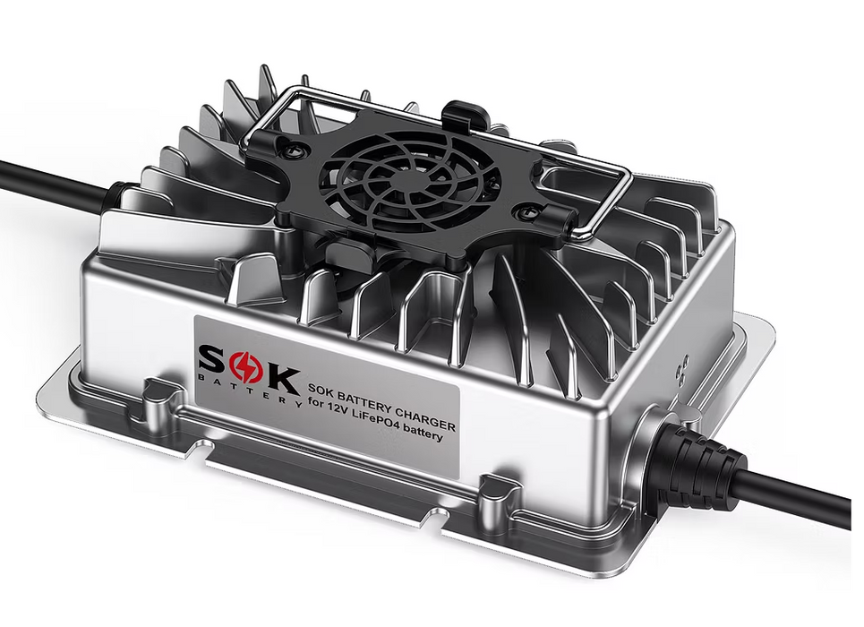 SOK Battery SK12V20A 12V LiFePO4 Battery Charger – Smart Charging for 12V Lithium Batteries