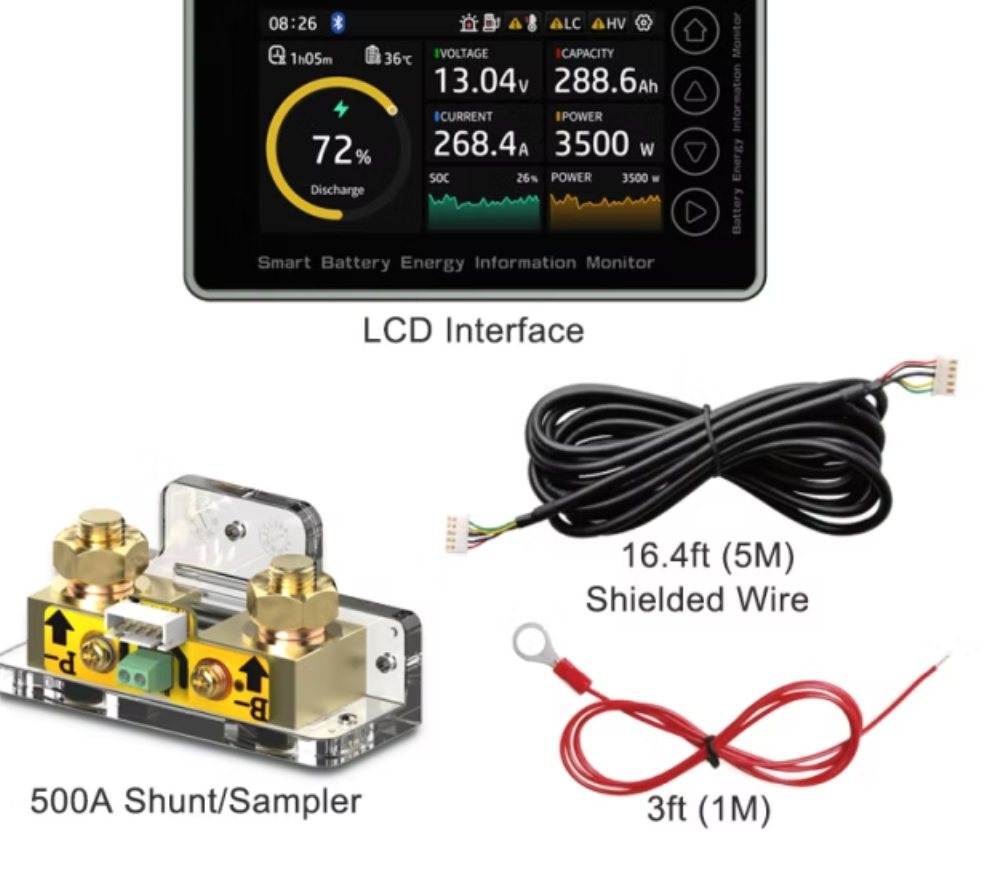 SOK Battery Smart Monitor 10V–100V LiFePO4 – 500A Shunt