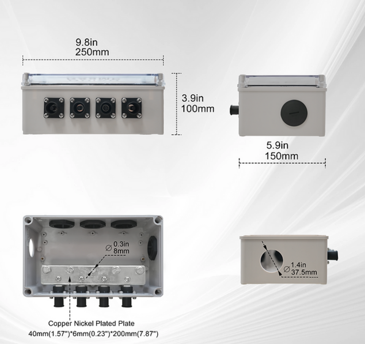 RUiXU RX9MP 800A Busbar for Lithi2-16 Battery | Orange + Black Terminals | One Pair