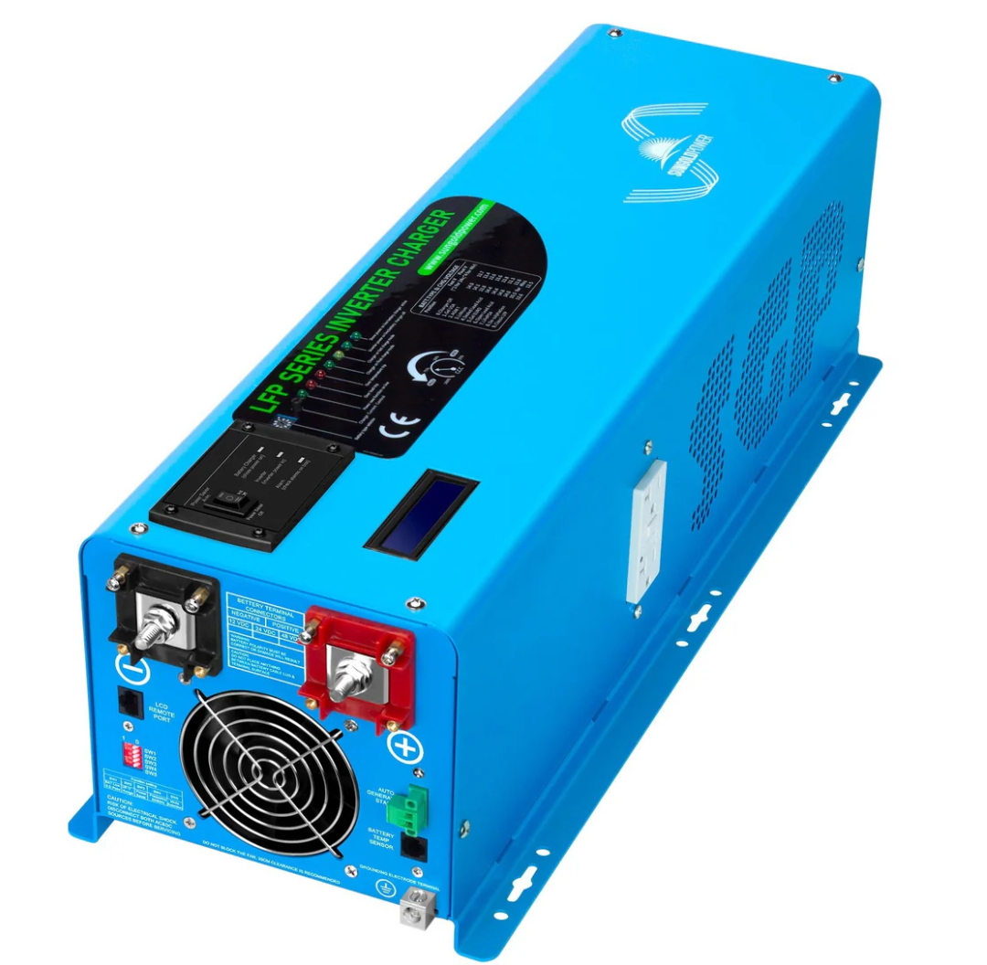 SunGoldPower Split-Phase Inverter Charger | 6000W Pure Sine Wave | 24V DC–120/240V AC