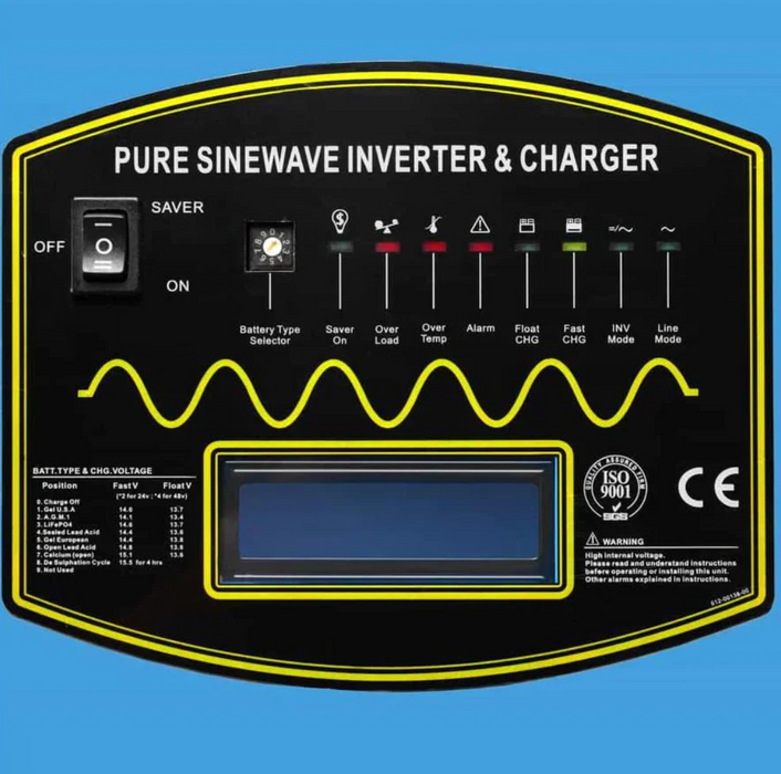 SunGoldPower Split-Phase Inverter Charger | 12000W Pure Sine Wave | 48V DC–120/240V AC
