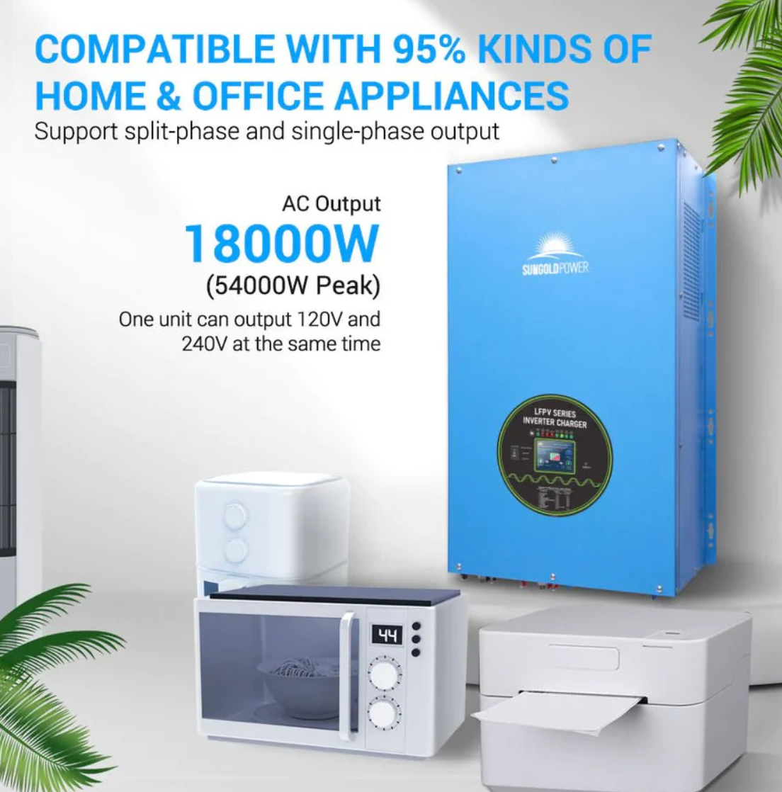 SunGoldPower 18000W 48V Split Phase Pure Sine Wave Inverter Charger