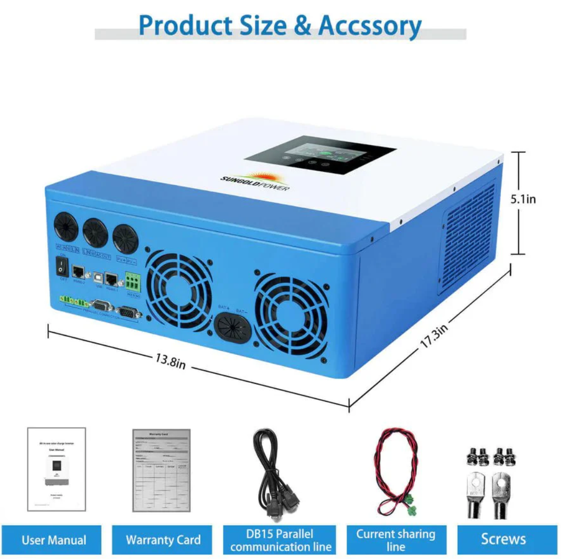 SunGoldPower 5000W 48V Solar Charger Inverter with Built-in 100A MPPT Controller