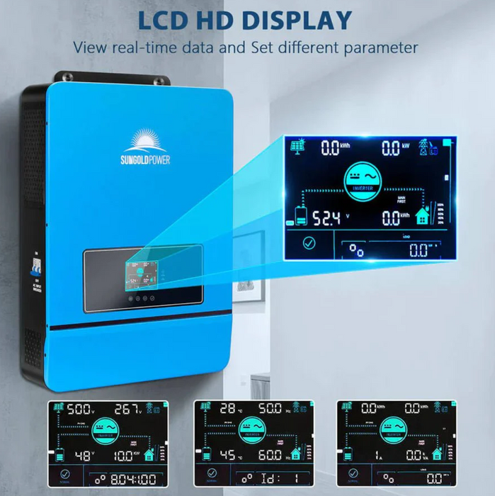 SunGoldPower Solar Inverter Charger | 8000W 48V DC–120/240V AC | Split-Phase