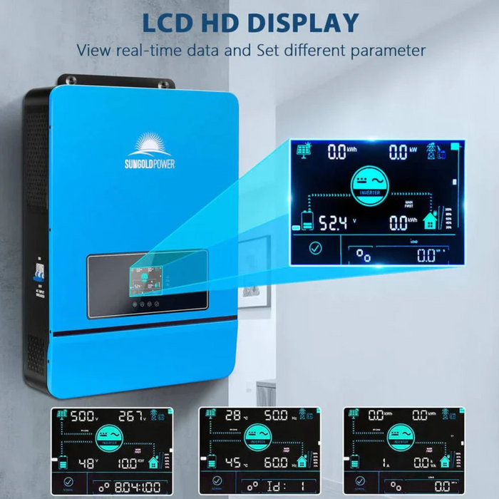 SunGoldPower Solar Inverter Charger | 10000W 48V DC–120/240V AC | Split-Phase