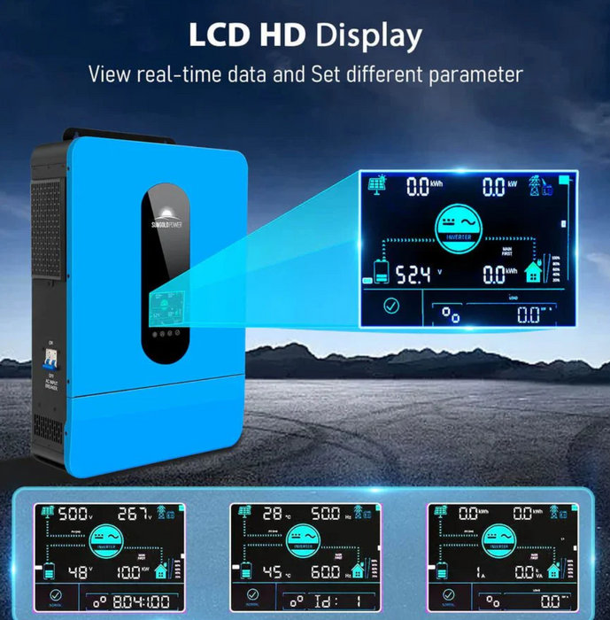 SunGoldPower Solar Inverter Charger | 6500W 48V DC–120/240V AC | Split-Phase
