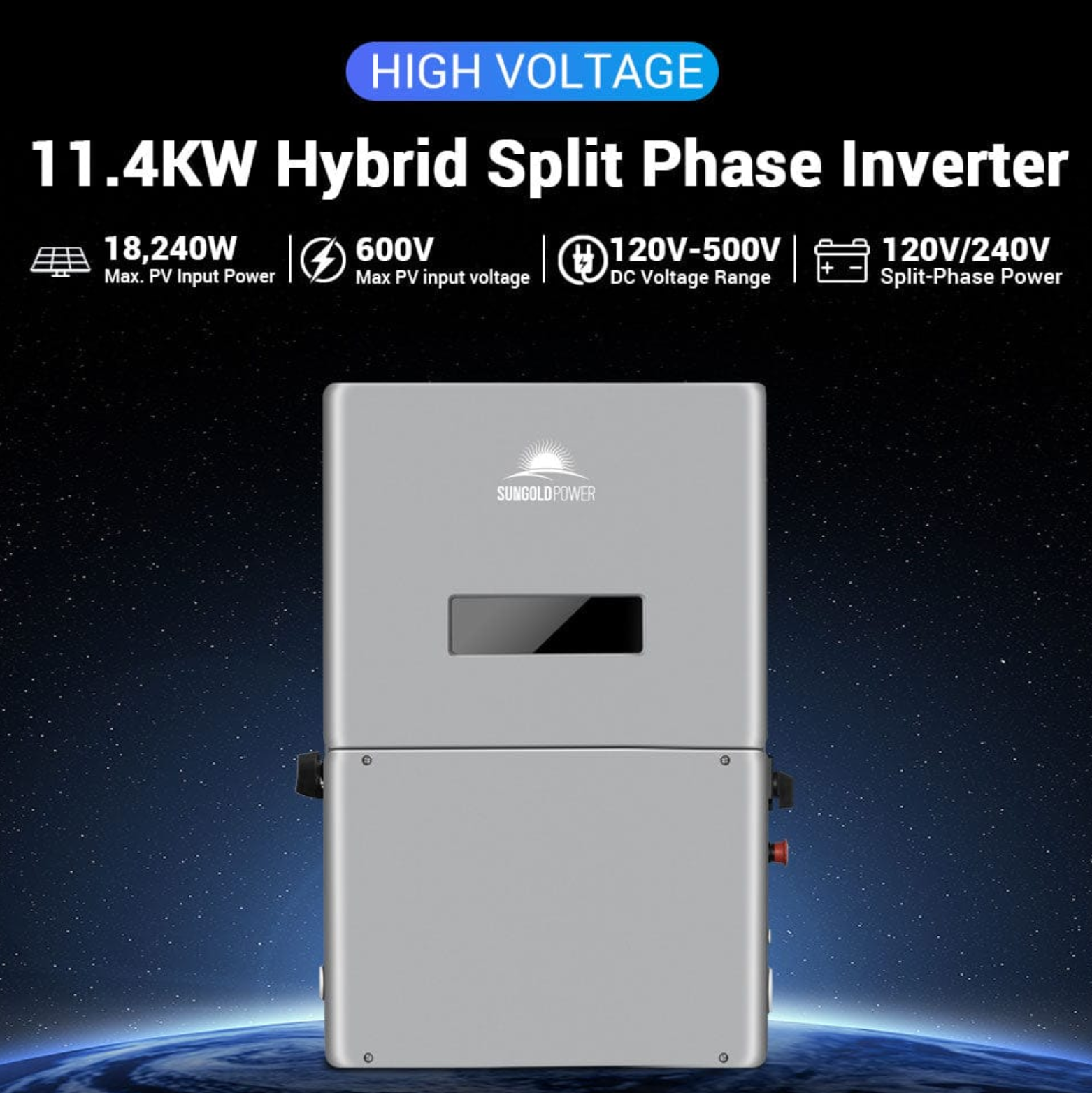 SunGoldPower High Voltage 11.4KW Hybrid Split Phase Inverter with APS Transmitter SG11.4KHB-HV