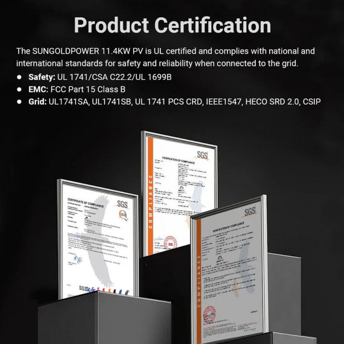 SunGoldPower Hybrid Inverter | 11.4kW 48V | Split-Phase 120/240V AC