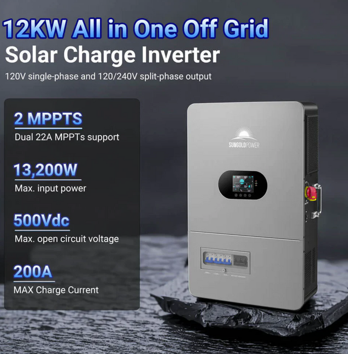SunGoldPower Solar Inverter | 12kW 48V | Off-Grid Split-Phase 120/240V